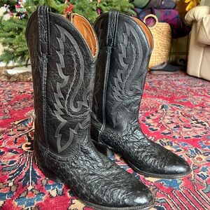Lucchese Black Full Quill Ostrich Boots
